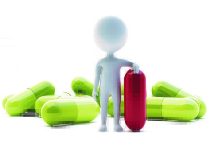 3d humanoid character with a red capsule on front